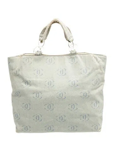 Pre-owned Chanel Cc Denim Tote In Blue