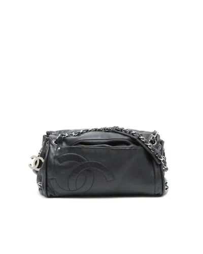 Pre-owned Chanel Cc Diagonal Hobo Bag In Black