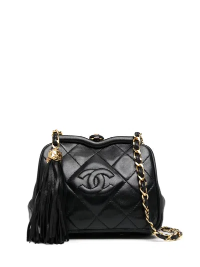Pre-owned Chanel Cc Diamond-quilted Belt Bag In Black