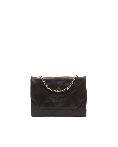 Pre-owned Chanel Cc Diamond Single Flap Bag In Black