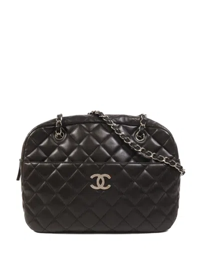 Pre-owned Chanel Cc Diamond-quilted Shoulder Bag In Black