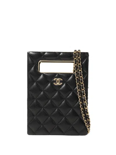 Pre-owned Chanel Cc Diamond-quilted Shoulder Bag In Black