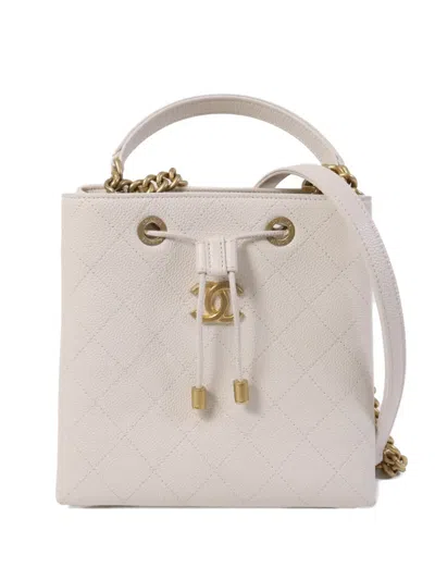 Pre-owned Chanel Cc Diamond-quilted Shoulder Bag In Neutral