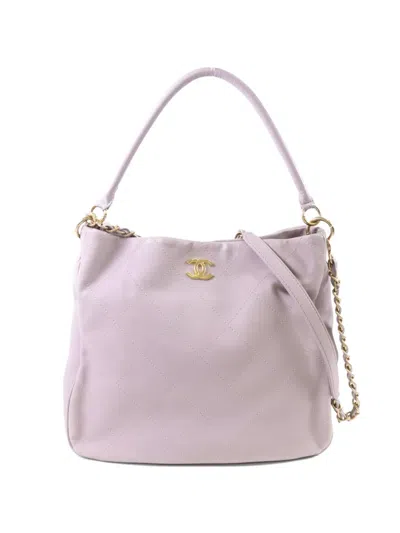 Pre-owned Chanel Cc Diamond-quilted Shoulder Bag In Purple