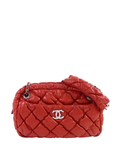 Pre-owned Chanel Cc Diamond-quilted Shoulder Bag In Red