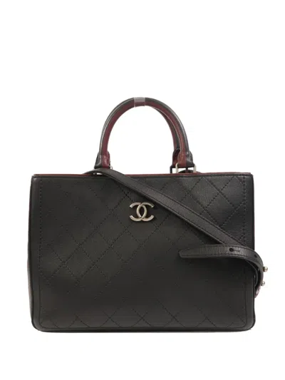 Pre-owned Chanel Cc Diamond-quilted Tote Bag In Black