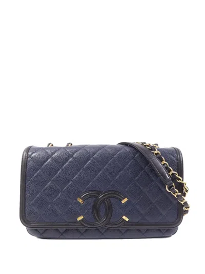 Pre-owned Chanel Cc Diamond-quilting Shoulder Bag In Blue