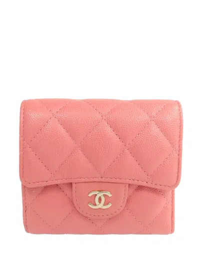 Pre-owned Chanel Cc Diamond-quilting Wallet In Pink