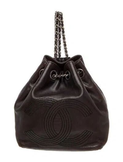 Pre-owned Chanel Cc Drawstring Backpack In Brown