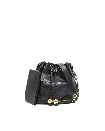 Pre-owned Chanel Cc Drawstring Bucket Bag In Black