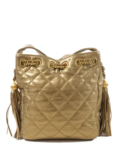 Pre-owned Chanel Cc Drawstring Shoulder Bag In Gold