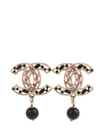 Pre-owned Chanel Cc Drop Earrings In Gold