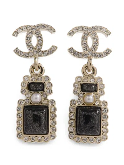 Pre-owned Chanel Cc Drop Earrings In Gold