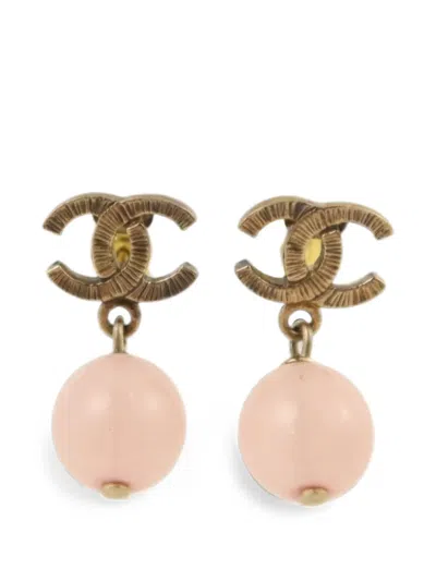 Pre-owned Chanel Cc Drop Earrings In Gold