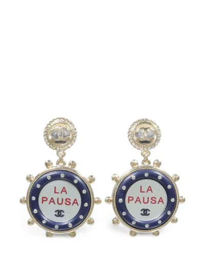Pre-owned Chanel Cc Drop Earrings In Gold