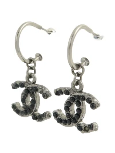 Pre-owned Chanel Cc Drop Earrings In Silver
