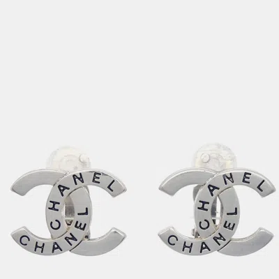 Pre-owned Chanel Cc Earrings Clip-on Silver 98p