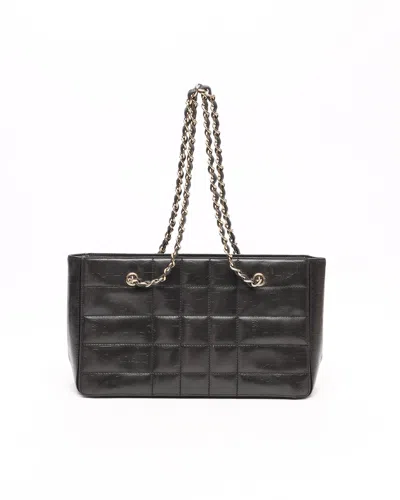 Pre-owned Chanel Cc Embossed Chain Tote Bag In Black