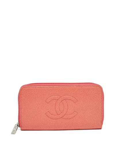 Pre-owned Chanel Cc-embossed Wallet In Orange