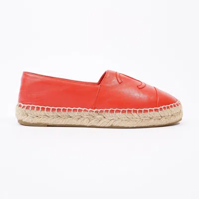 Pre-owned Chanel Cc Espadrilles Leather In Red