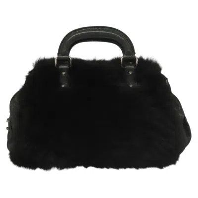 Pre-owned Chanel Cc Faux Fur Handbag () In Black