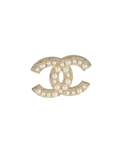 Pre-owned Chanel Cc Faux Pearl & Strass Brooch (authentic Pre-loved)