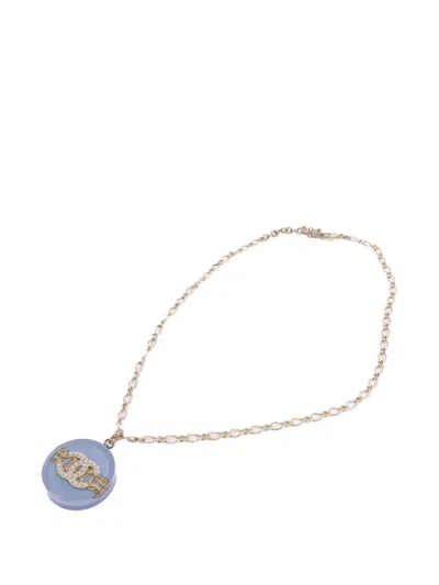 Pre-owned Chanel Cc Faux-pearl Necklace In Gold