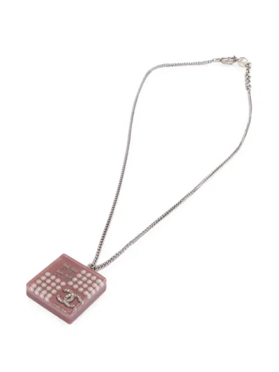 Pre-owned Chanel Cc Faux-pearl Necklace In Silver