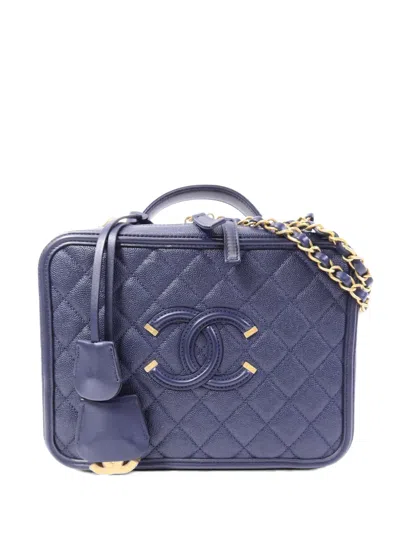 Pre-owned Chanel Cc Filigree Shoulder Bag In Blue