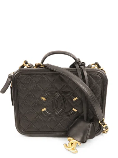 Pre-owned Chanel Cc Filigree Tote Bag In Black