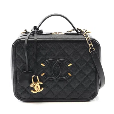 Pre-owned Chanel Cc Filigree Vanity Shoulder Bag Black