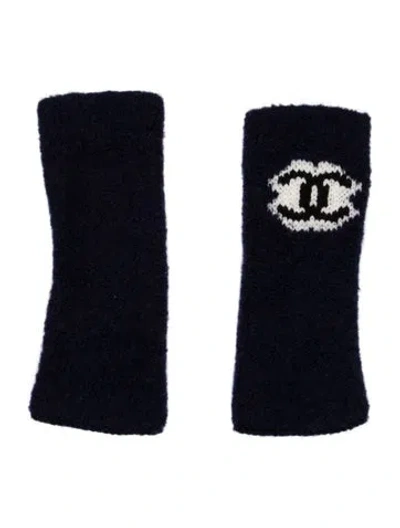 Pre-owned Chanel Cc Fingerless Gloves In Blue