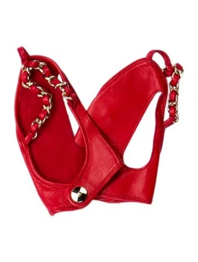 Pre-owned Chanel Cc Fingerless Gloves W/tags In Red