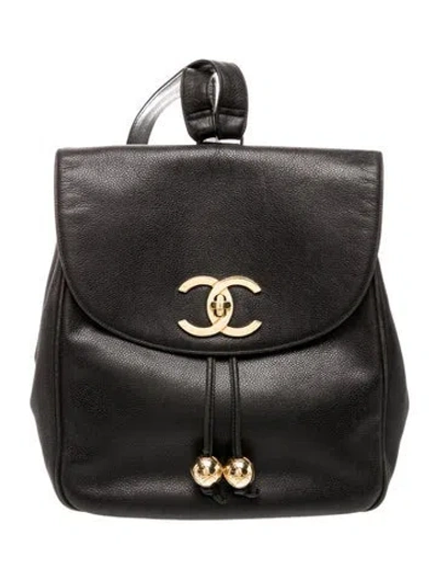 Pre-owned Chanel Cc Flap Backpack In Black