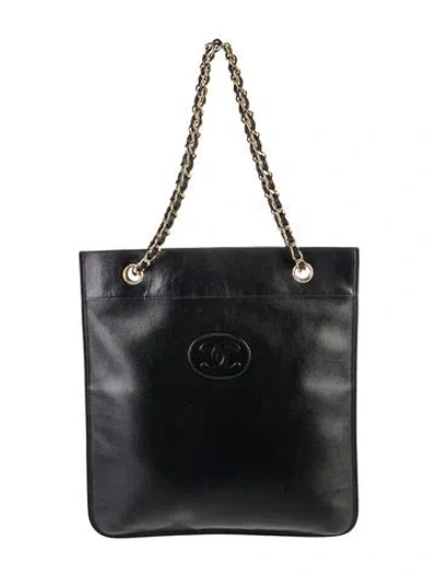 Pre-owned Chanel Cc Flat Tote In Black