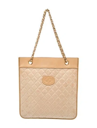 Pre-owned Chanel Cc Flat Tote In Neutral
