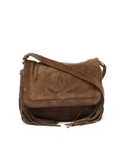 Pre-owned Chanel Cc Fringe Messenger Bag In Brown