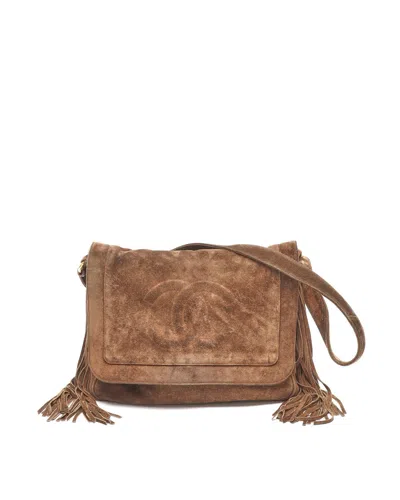 Pre-owned Chanel Cc Fringe Shoulder Bag In Brown