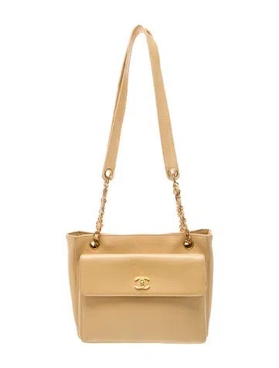 Pre-owned Chanel Cc Front Pocket Tote In Neutral