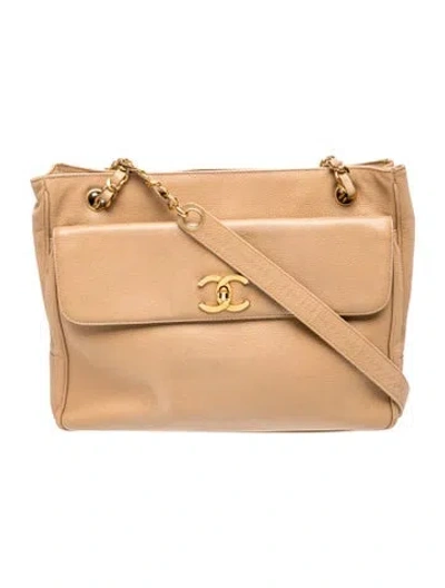 Pre-owned Chanel Cc Front Pocket Tote In Neutrals