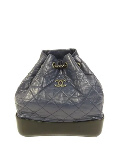 Pre-owned Chanel Cc Gabrielle Backpack In Blue