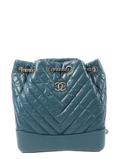 Pre-owned Chanel Cc Gabrielle Backpack In Blue