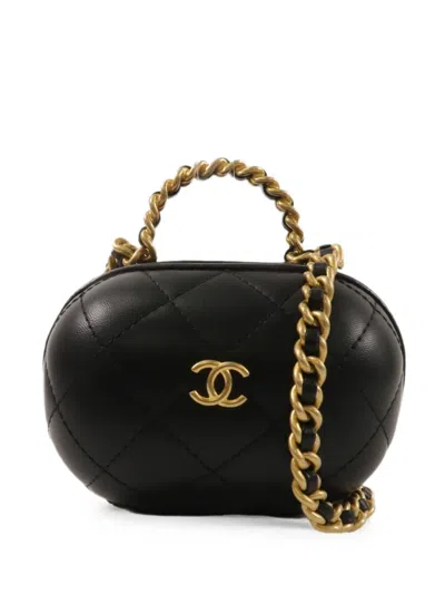 Pre-owned Chanel Cc Ghw Bubble Vanity Case 2way Shoulder Bag As3066 Lambskin Calf Leather Black