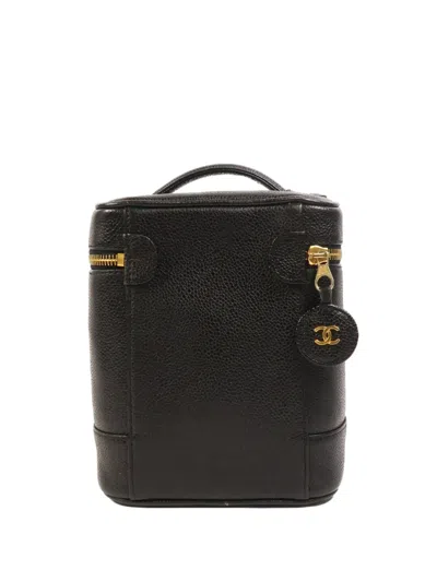 Pre-owned Chanel Cc Ghw Vanity Wash Bag In Black
