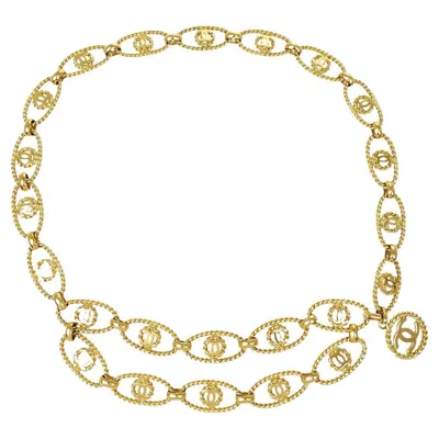 Pre-owned Chanel Cc Gold Metal Braided Charm Chain Link Waist Belt