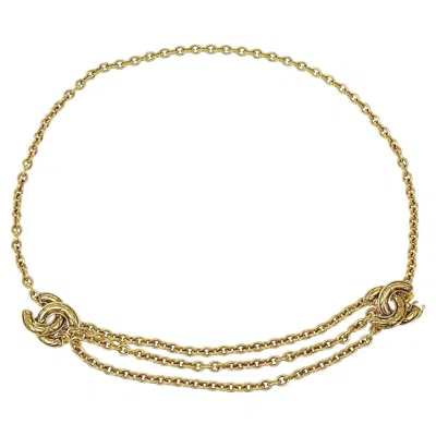 Pre-owned Chanel Cc Gold Metal Double Cc Logo Chain Link Waist Belt