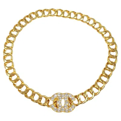 Pre-owned Chanel Cc Gold Metal Rhinestone Chain Link Waist Belt