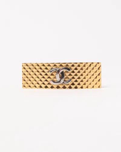 Pre-owned Chanel Cc Gold-tone Hair Barette