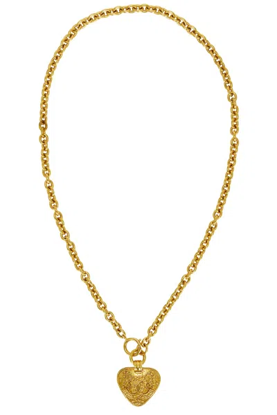Pre-owned Chanel Coco Mark Chain Pendant Necklace In Gold