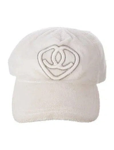 Pre-owned Chanel Cc Heart Terry Cloth Baseball Cap In Neutral